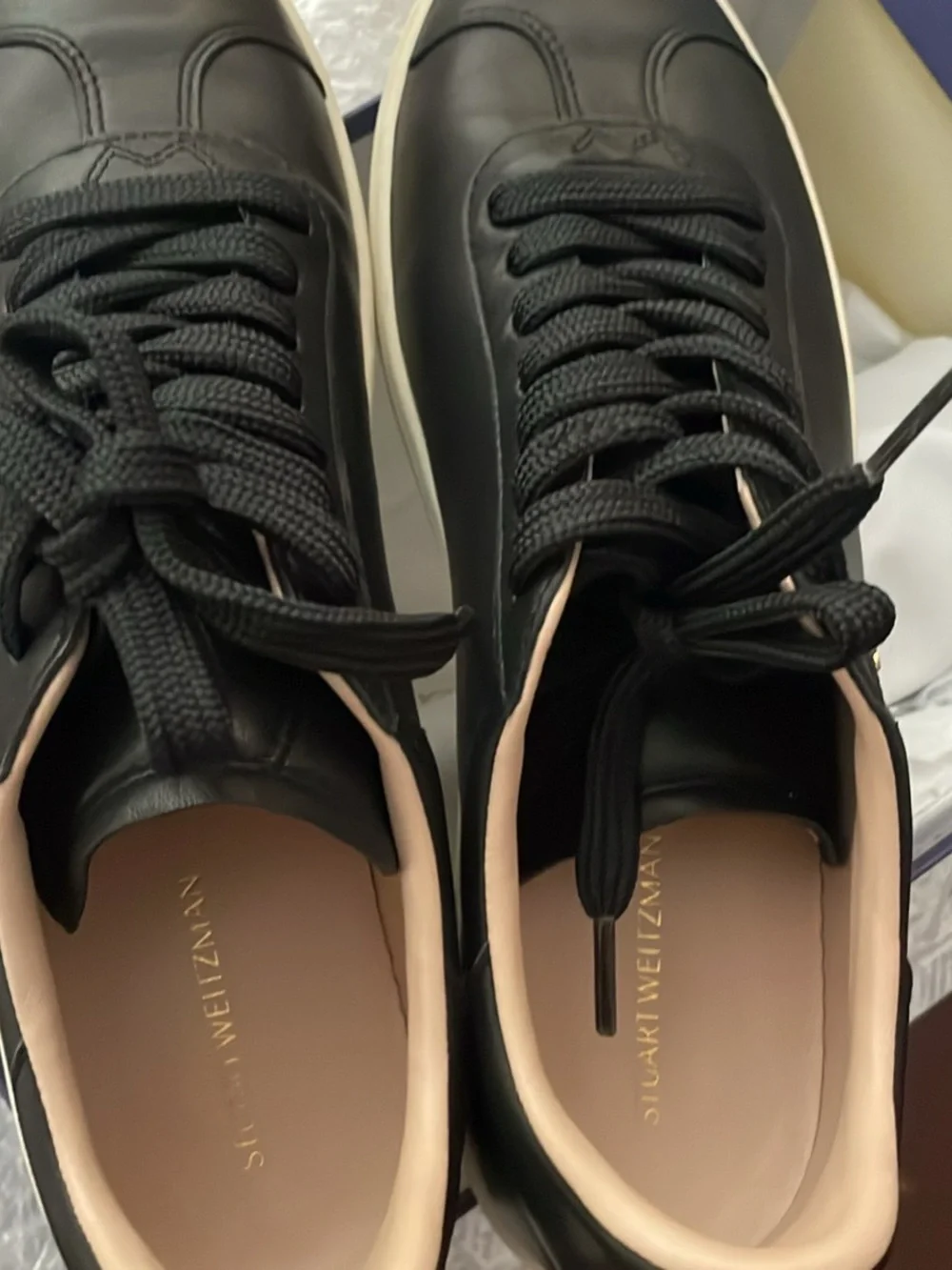 Stuart Weitzman Black Leather Fashion Sneakers Women's Size 7.5